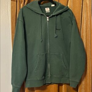 Levi’s Forest Green Men’s Relaxed Zip Up Sweater Hoodie